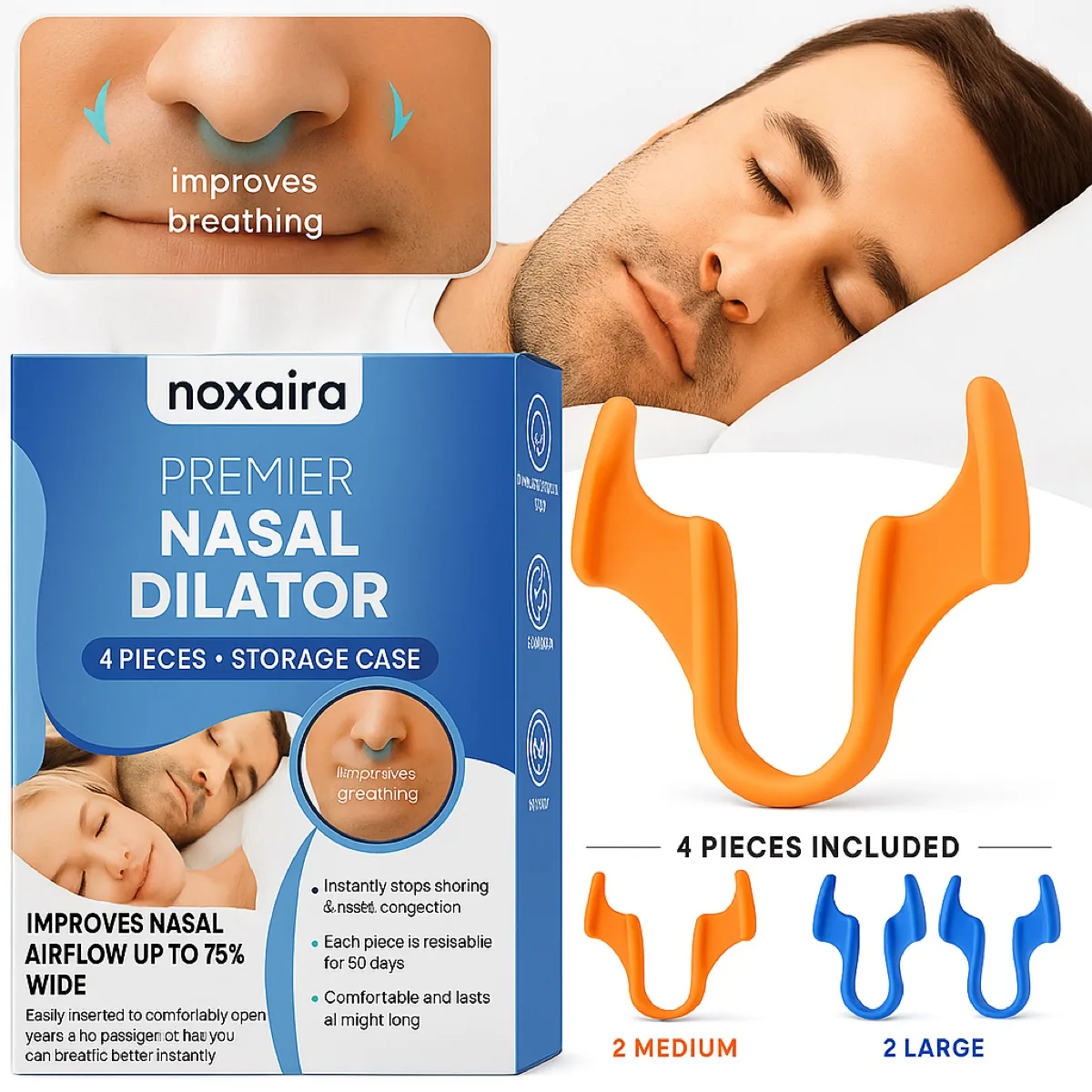 Noxaira nasal dilator — 4 pieces + storage case